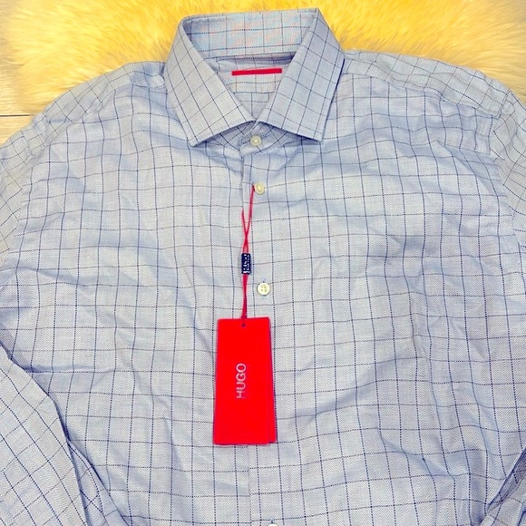 Hugo Boss Button-Down Striped Blue Regular Fit New With Tags Shirt in size 43/17 - Picture 3 of 5